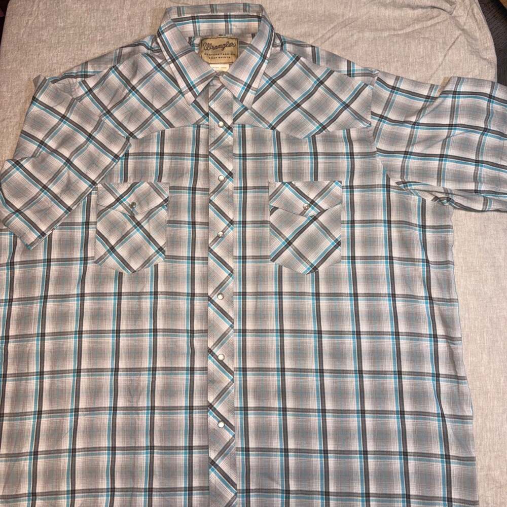 Wrangler Western Fashion Plaid Short Sleeve Pearl Snap Shirt Size 2XL Big